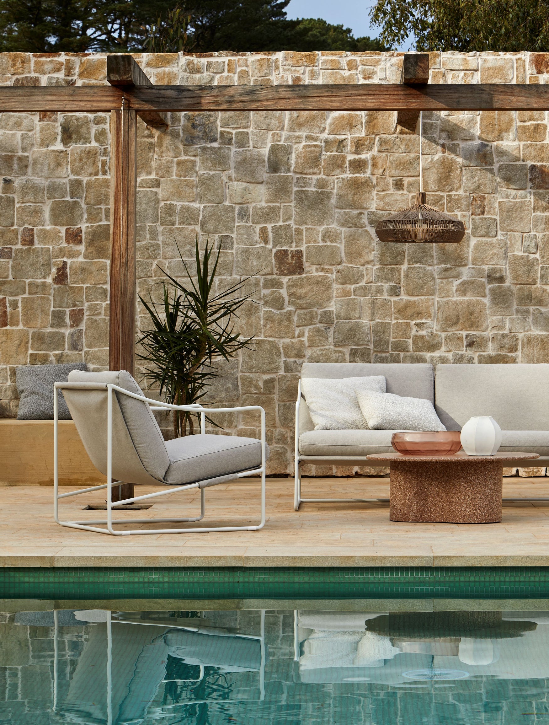 Artie Outdoor Wave Coffee Table in Warm Sand
