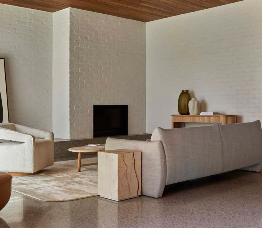 Artie Oval Marble Coffee Table in Brown Vein Ash