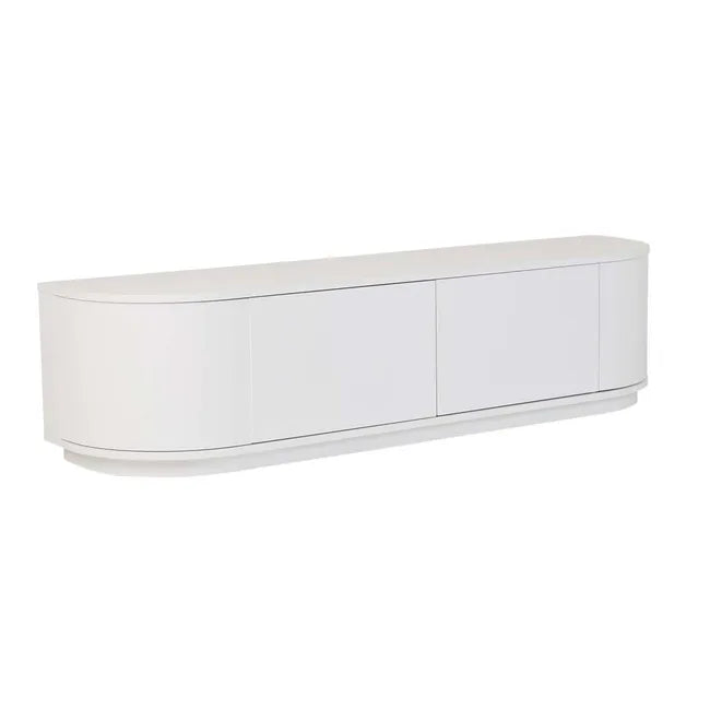 Oberon Crescent TV Unit in White Grain Ash