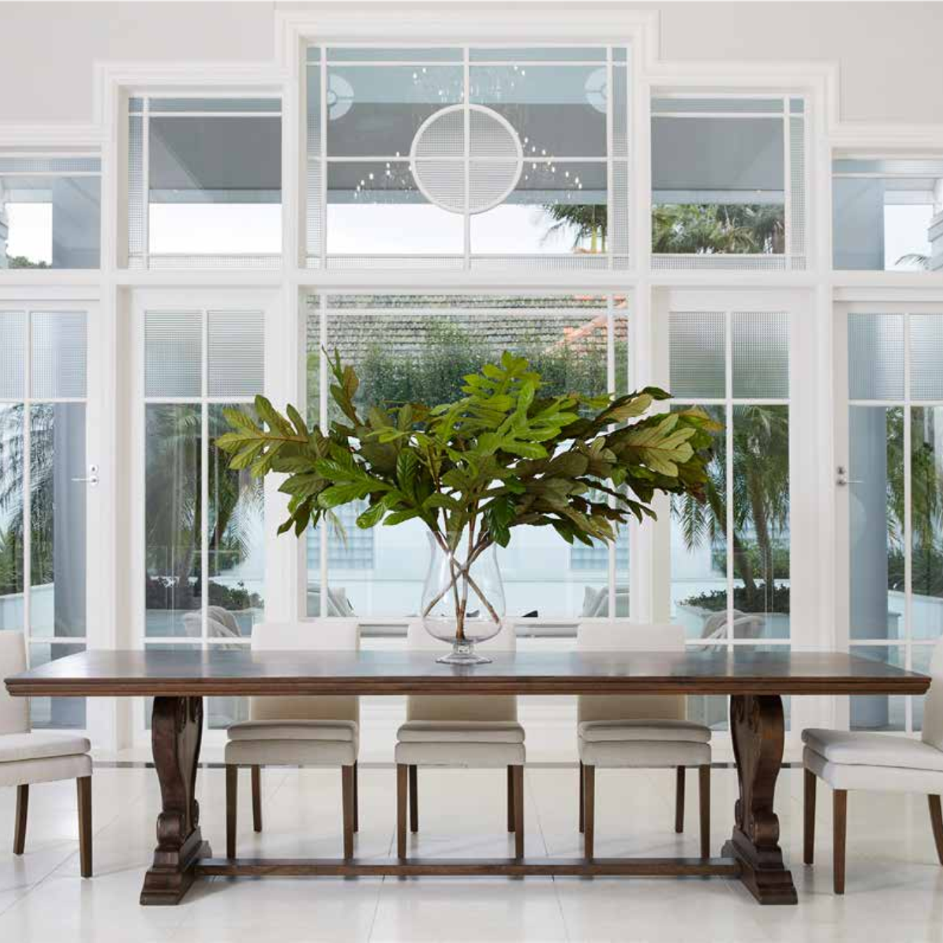 Symphony Harp Base Dining Table in Mud Grey