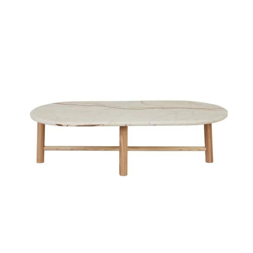Artie Oval Marble Coffee Table in Brown Vein Ash