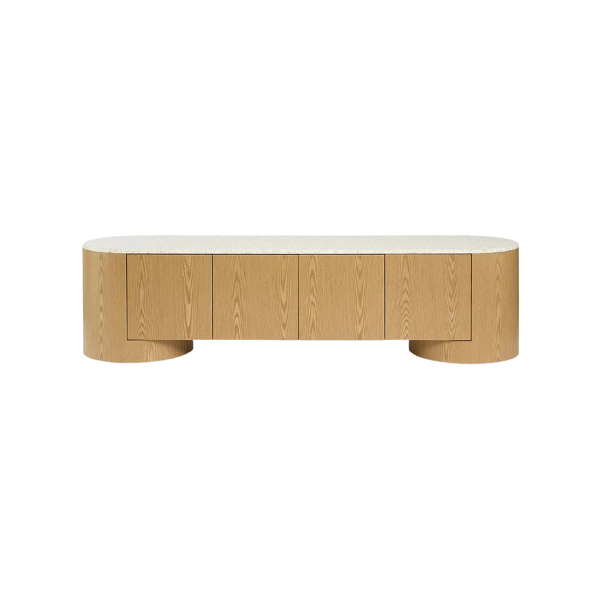 Arlo Entertainment Unit in Light Oak & Terrazzo