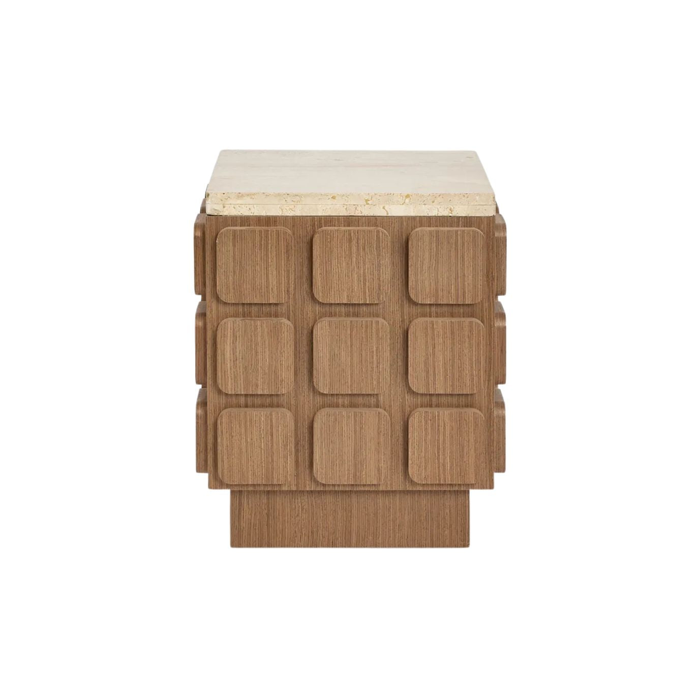 Porto Travertine & Walnut Side Table