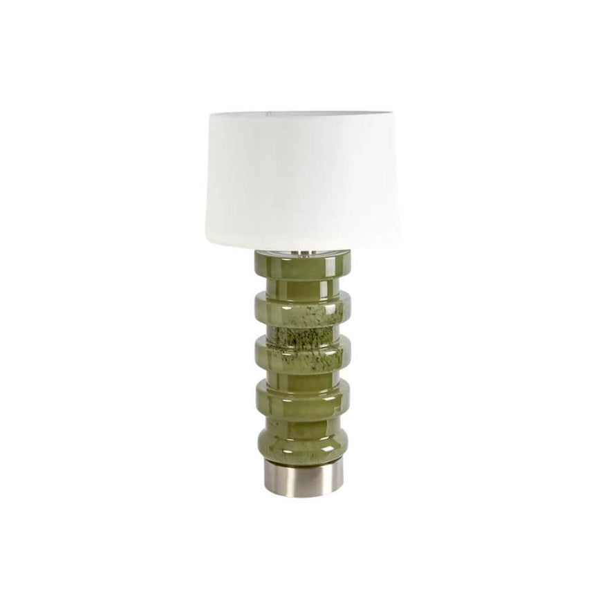 Remy Green Glass Table Lamp/White Shade