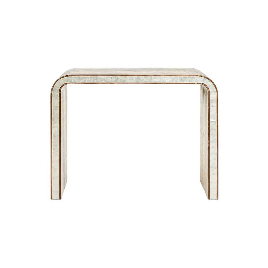 Raya Console Table in White Shell & Bamboo