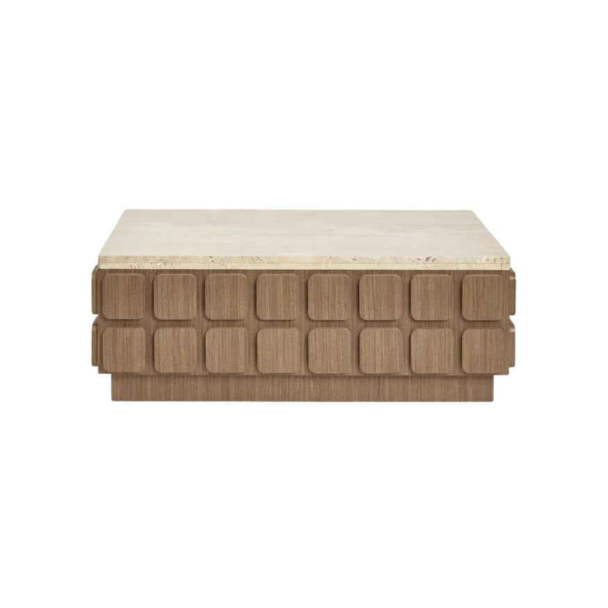 Porto Travertine & Walnut Coffee Table