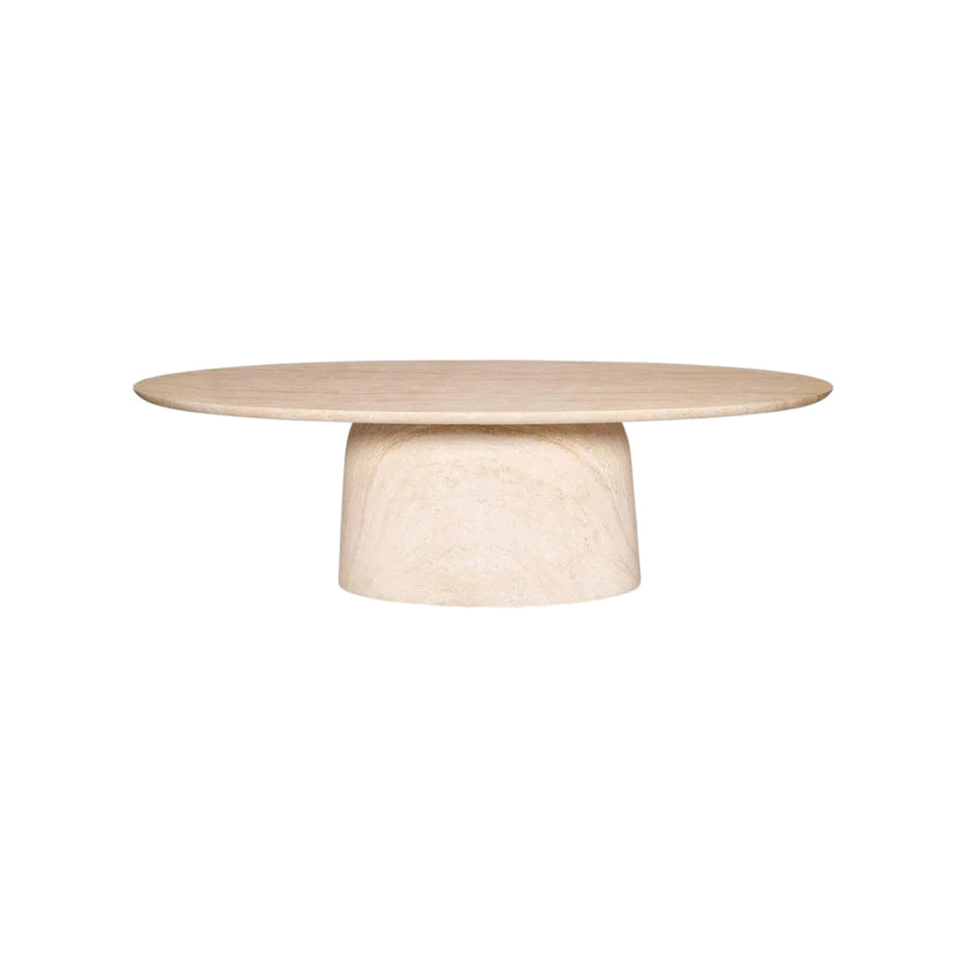 Corsica Oval Dining Table in Ivory Travertine Look - Outdoor