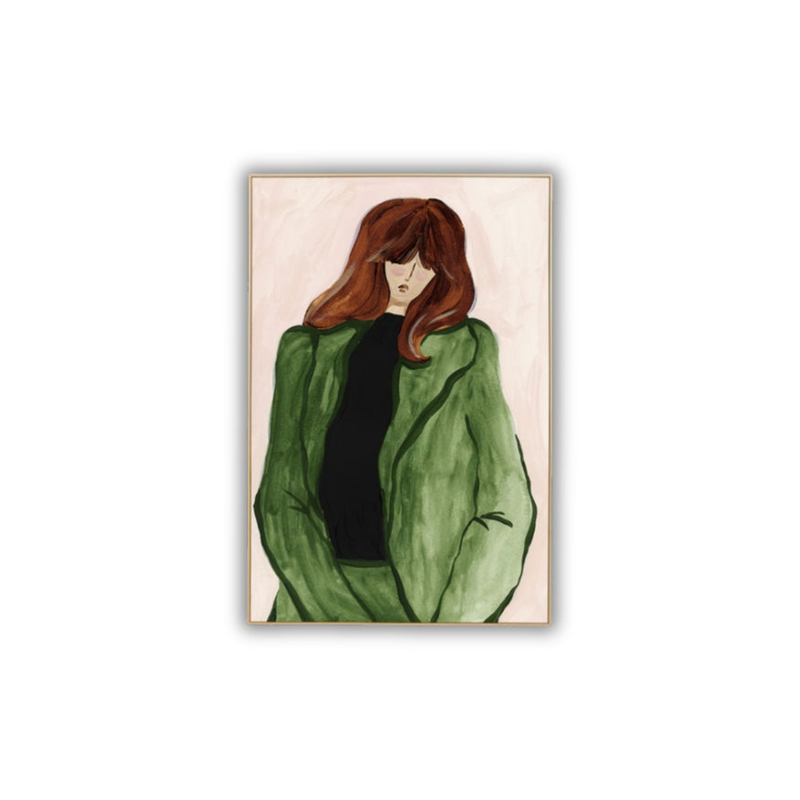 Suited Lady Green Canvas