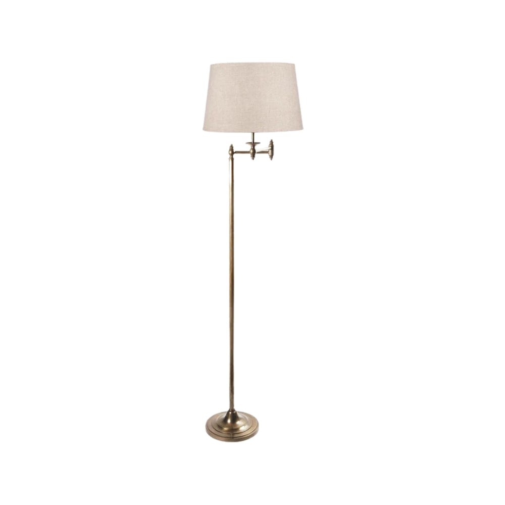 Macleay Floor Lamp in Antique Brass/Ivory Shade