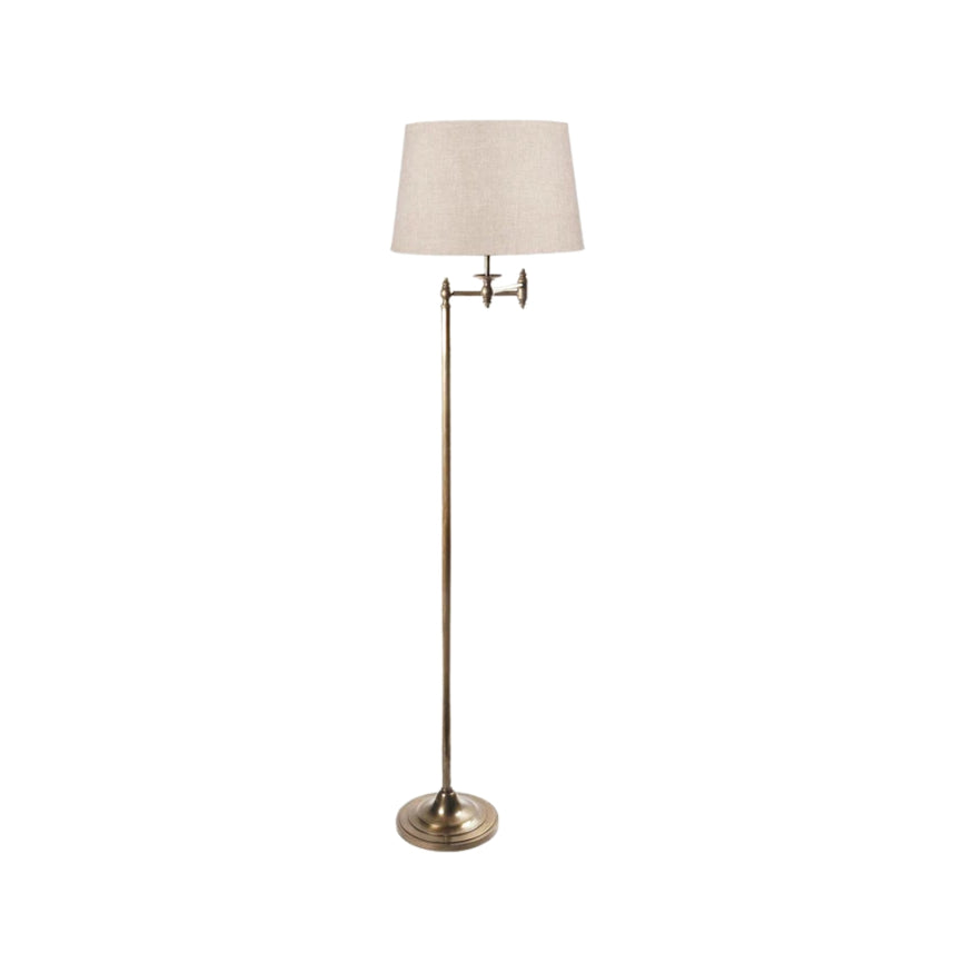 Macleay Floor Lamp in Antique Brass/Ivory Shade