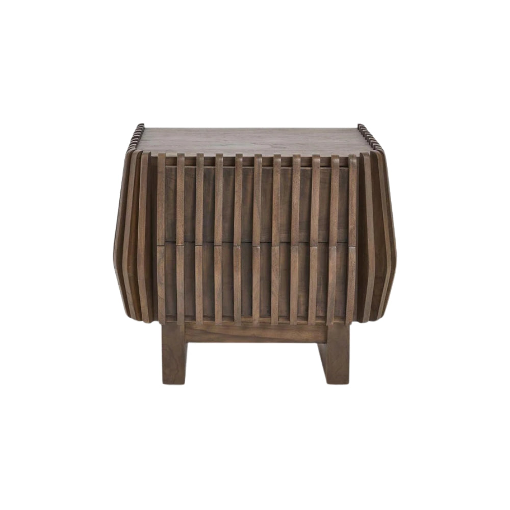 Bow 2 Drawer Bedside in Dark Walnut
