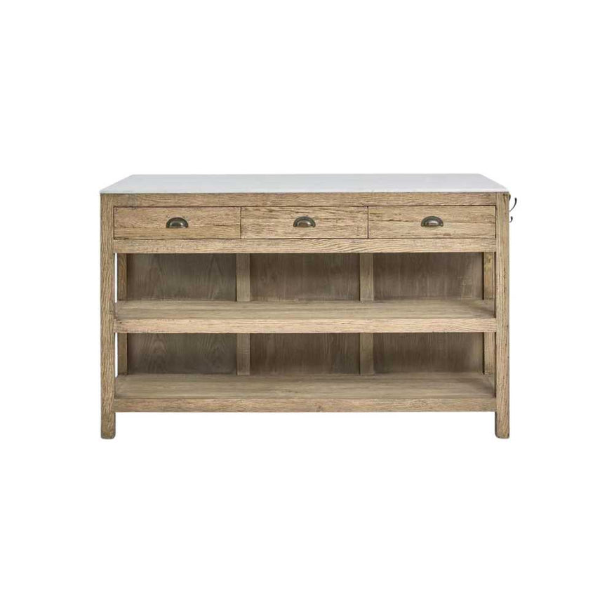 Denver Kitchen Island in Natural & White