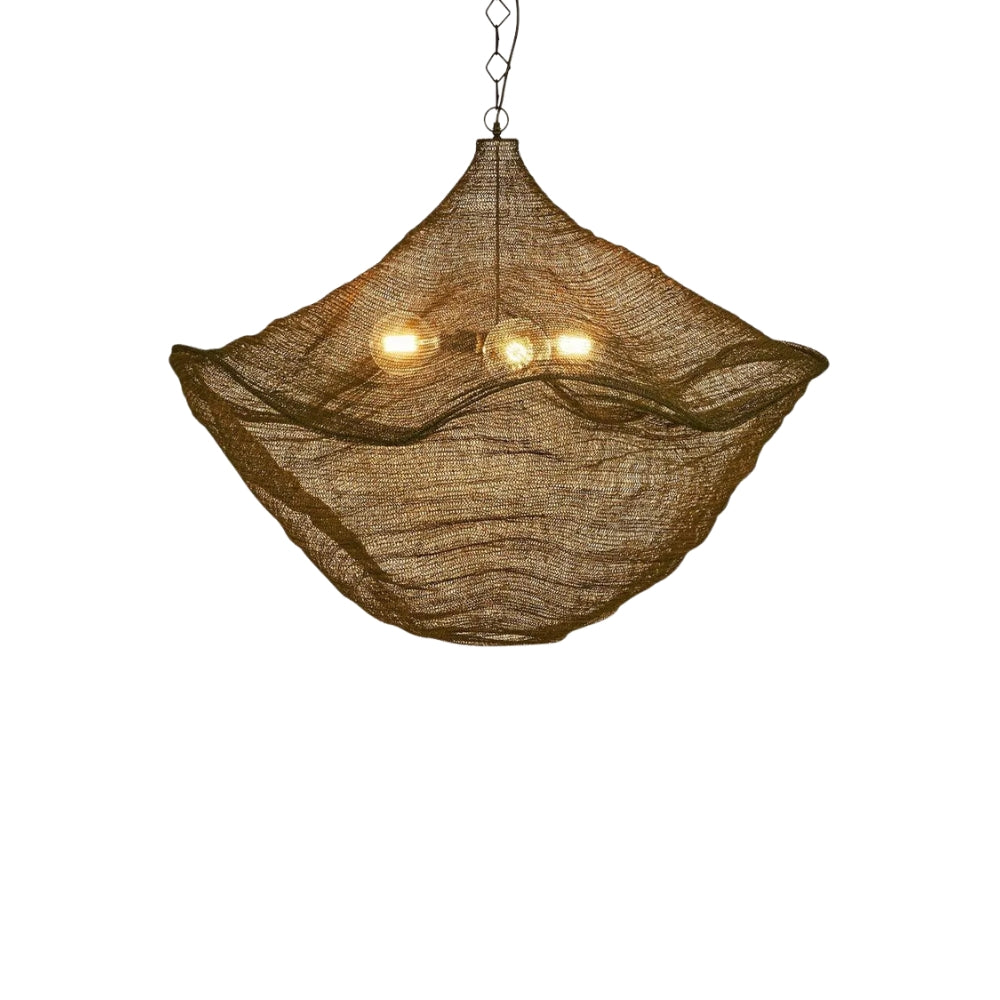California Hanging Lamp in Antique Brass