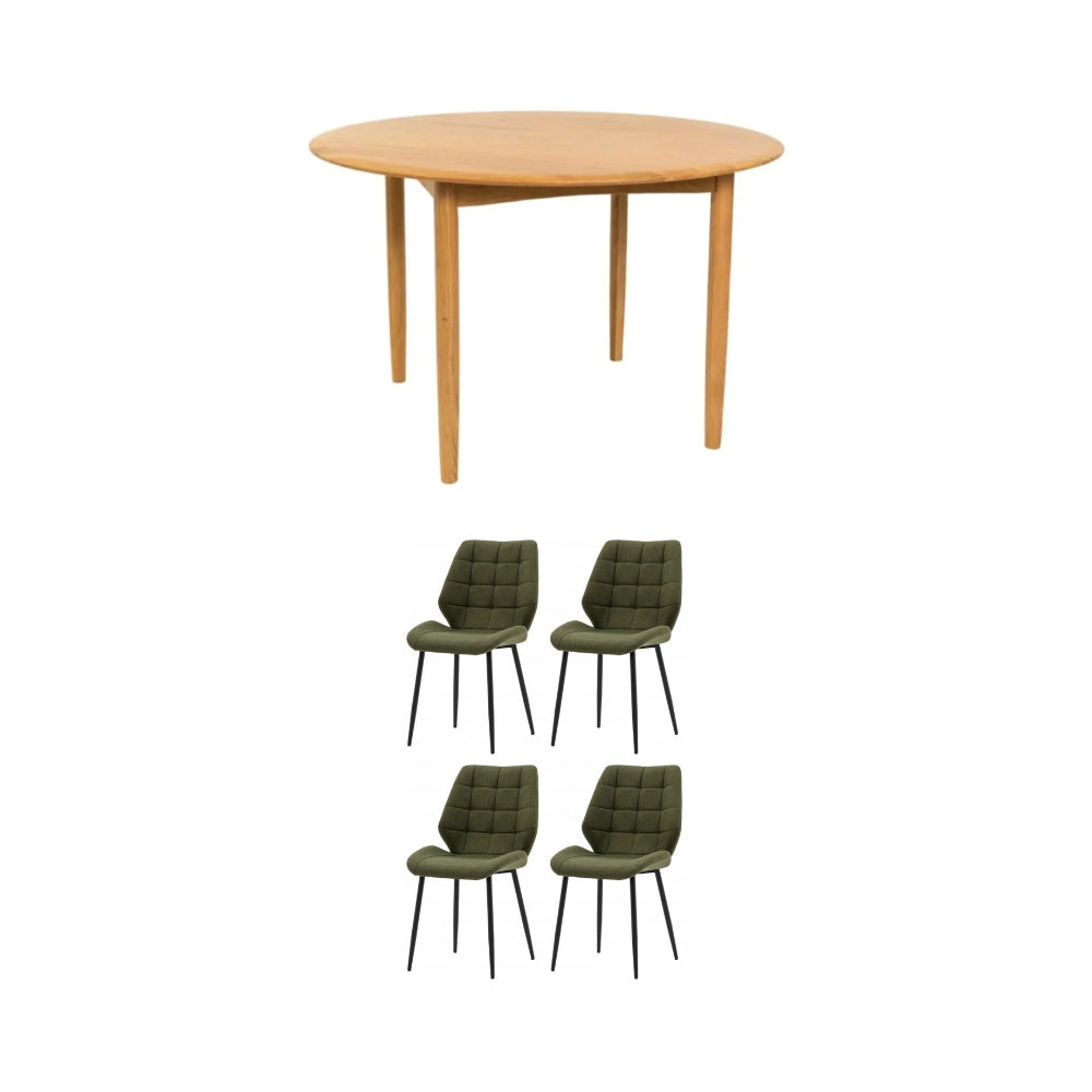 Adele Dining Table Round+ 4 Endora Dining Chairs Bundle