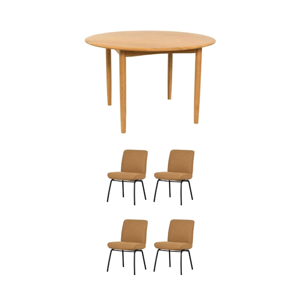 Adele Dining Table Round+ 4 Hygge 1000 Dining Chair Bundle
