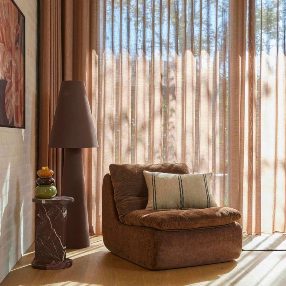Carrington Linen Floor Lamp in Brown