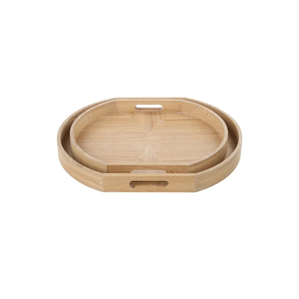 Elwood Ash Wood Veneer Tray-Set of 2