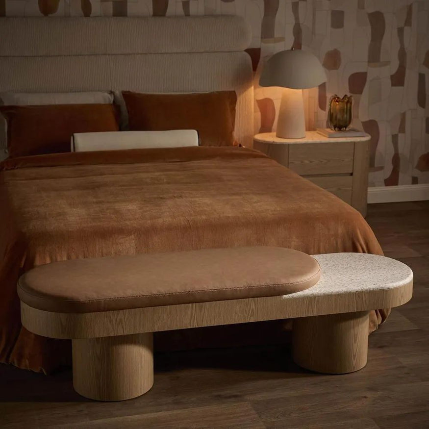 Arlo Bedside in Light Oak & Terrazzo