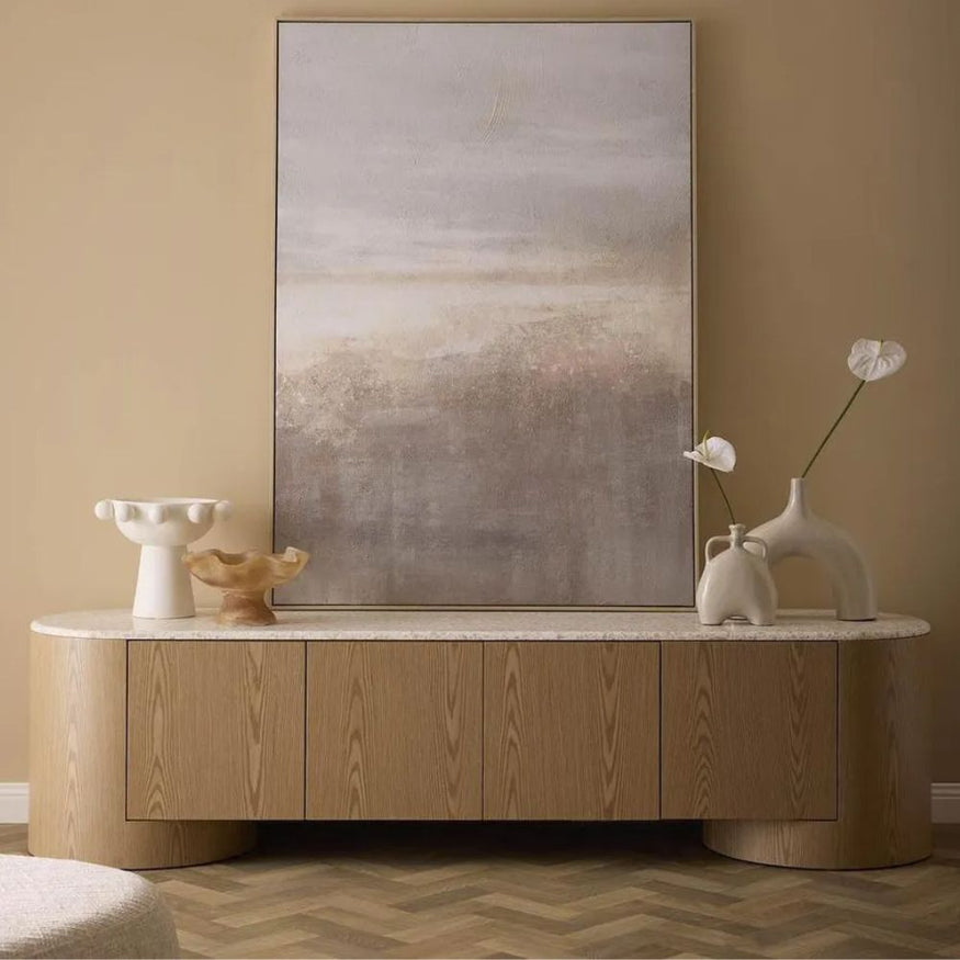 Arlo Entertainment Unit in Light Oak & Terrazzo