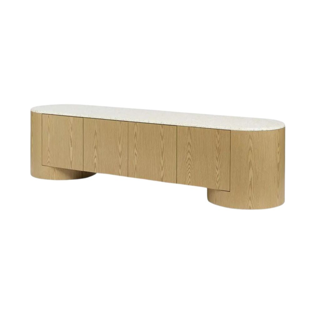Arlo Entertainment Unit in Light Oak & Terrazzo
