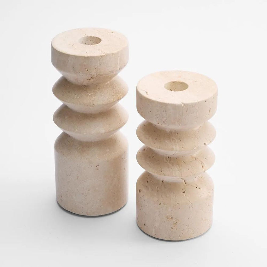 Arlo Travertine Candle Stand Small
