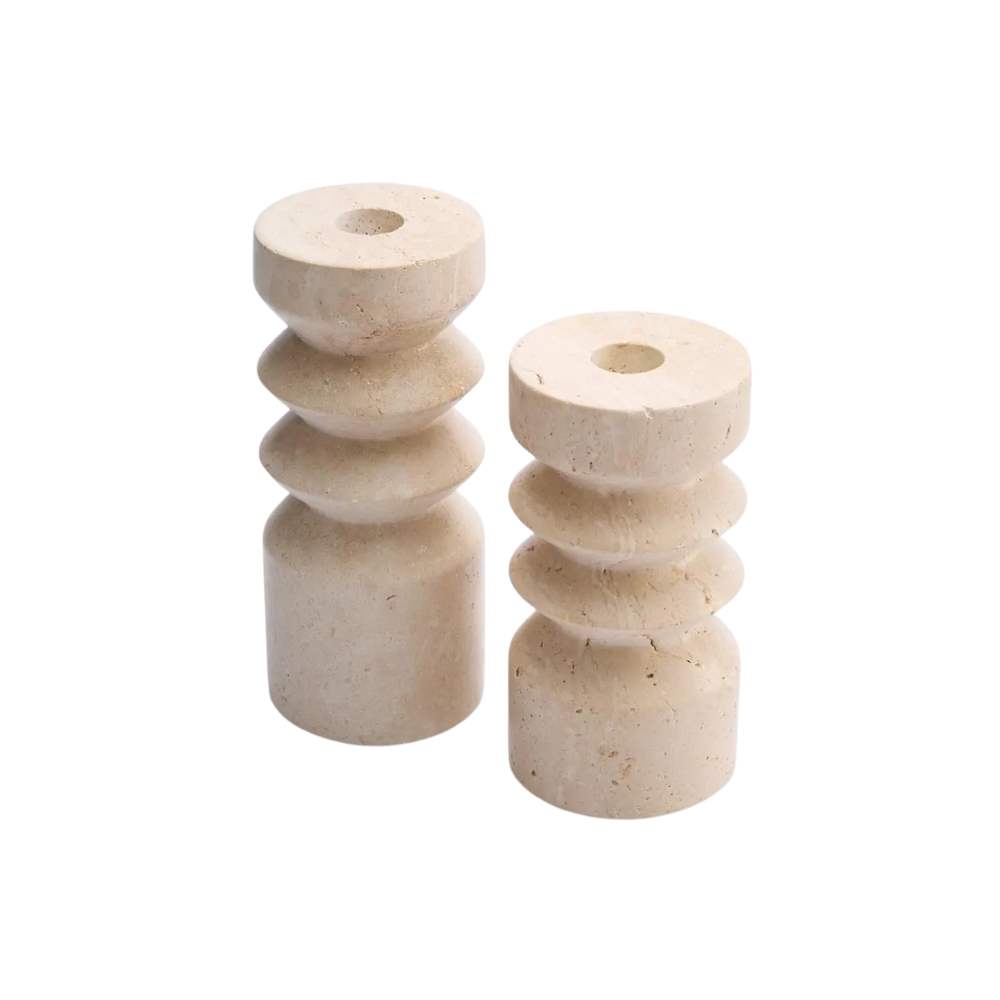Arlo Travertine Candle Stand Large