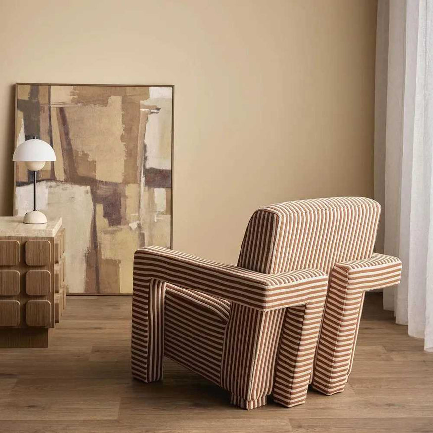Atelier Armchair in Terracotta Stripe