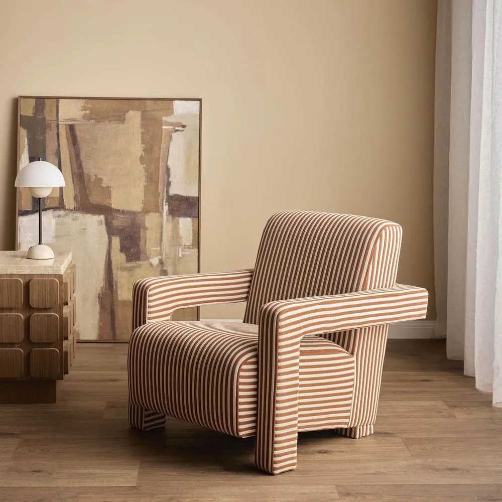 Atelier Armchair in Terracotta Stripe