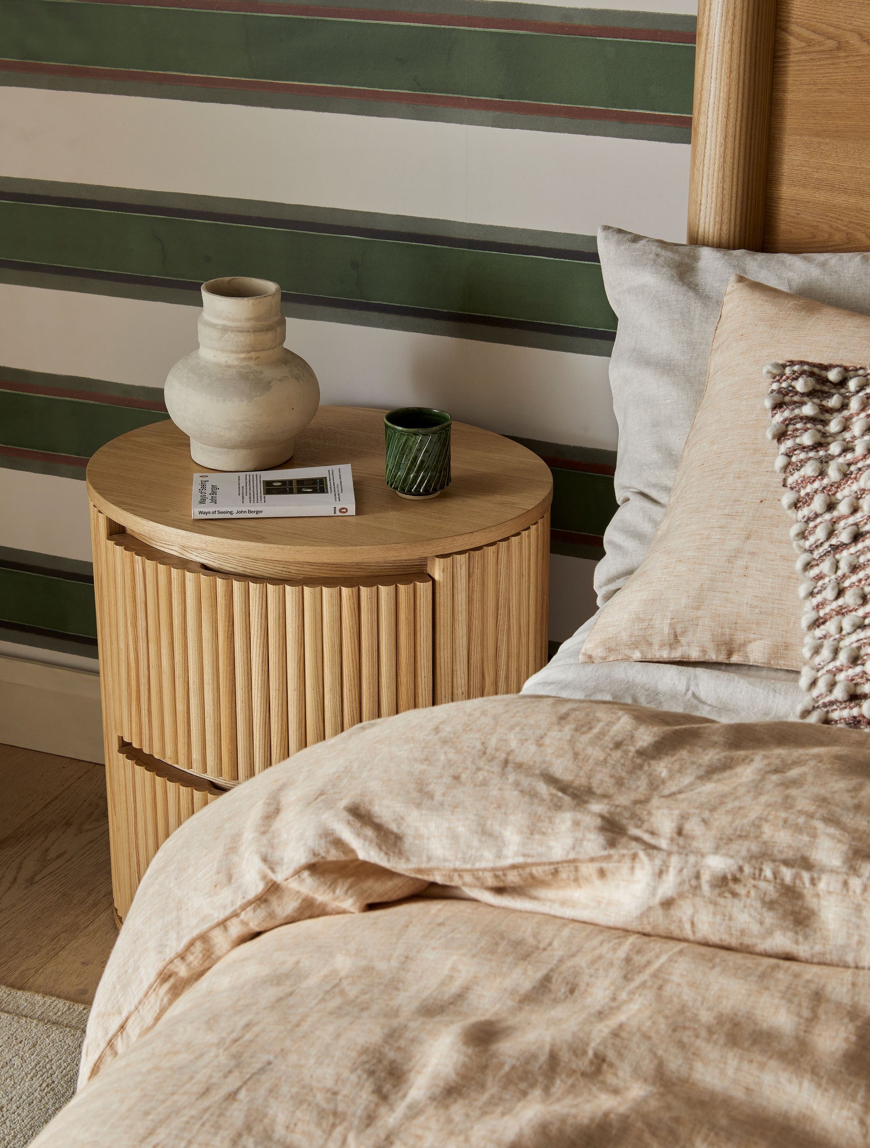 Benjamin Ripple Round Bedside in Matte Black