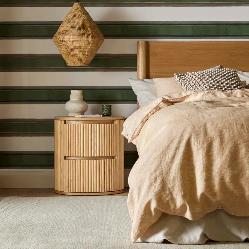 Benjamin Ripple Round Bedside in Natural Ash