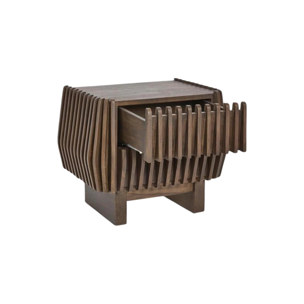 Bow 2 Drawer Bedside in Dark Walnut