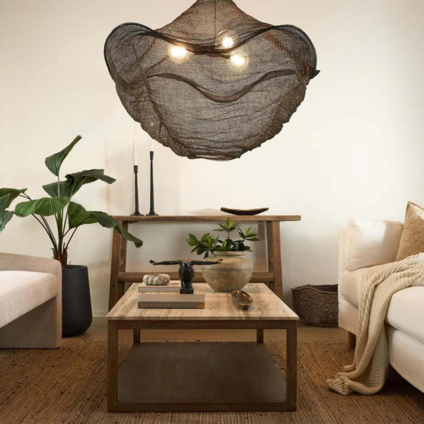 California Hanging Lamp in Antique Brass