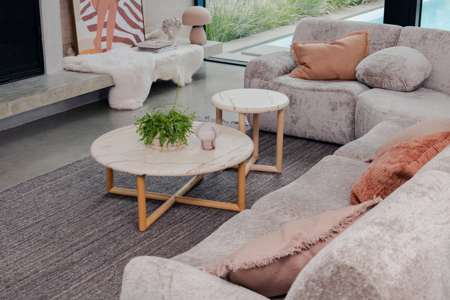 Camille Marble Side Table in Brown Vein Natural