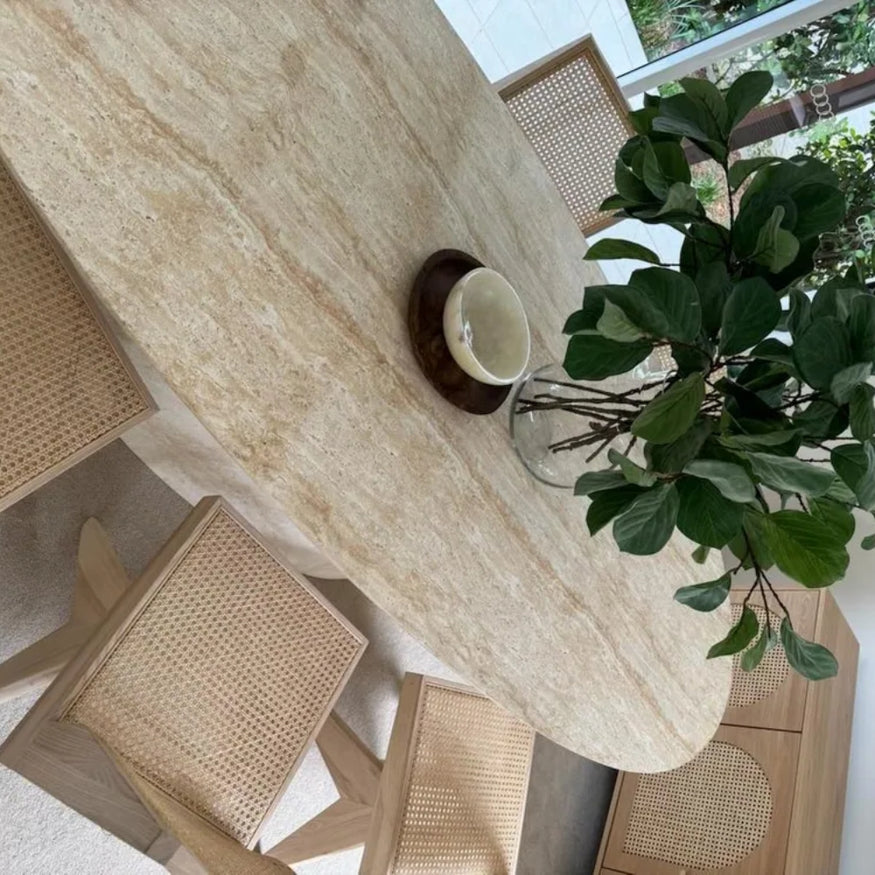 Corsica Oval Dining Table in Ivory Travertine Look - Outdoor