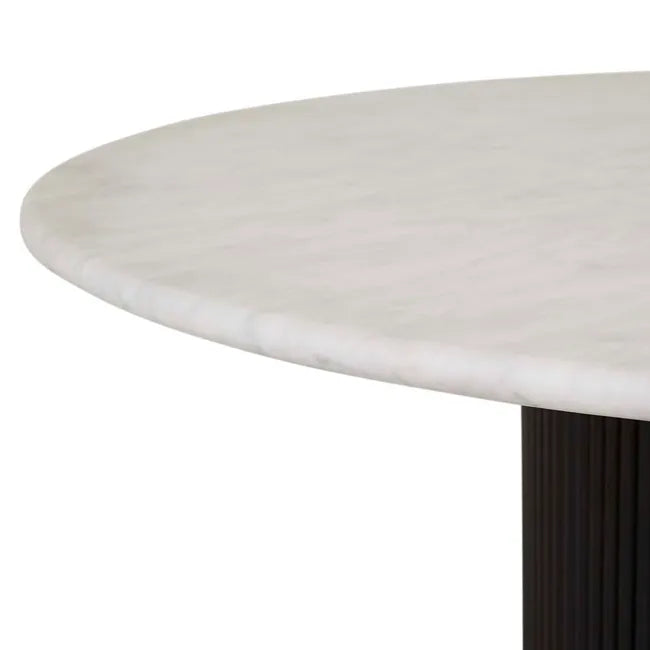 Benjamin Ripple Dining Table in White Marble/Matte Black