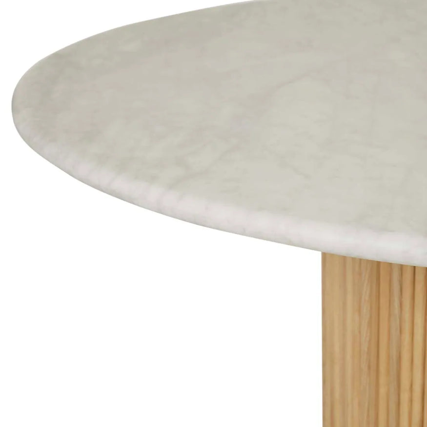 Benjamin Ripple Dining Table in White Marble/Natural Ash