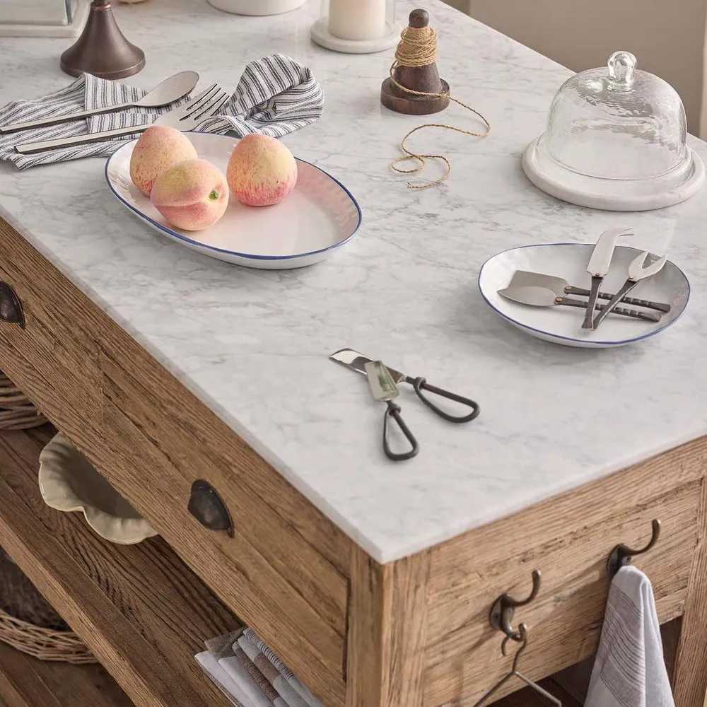 Denver Kitchen Island in Natural & White