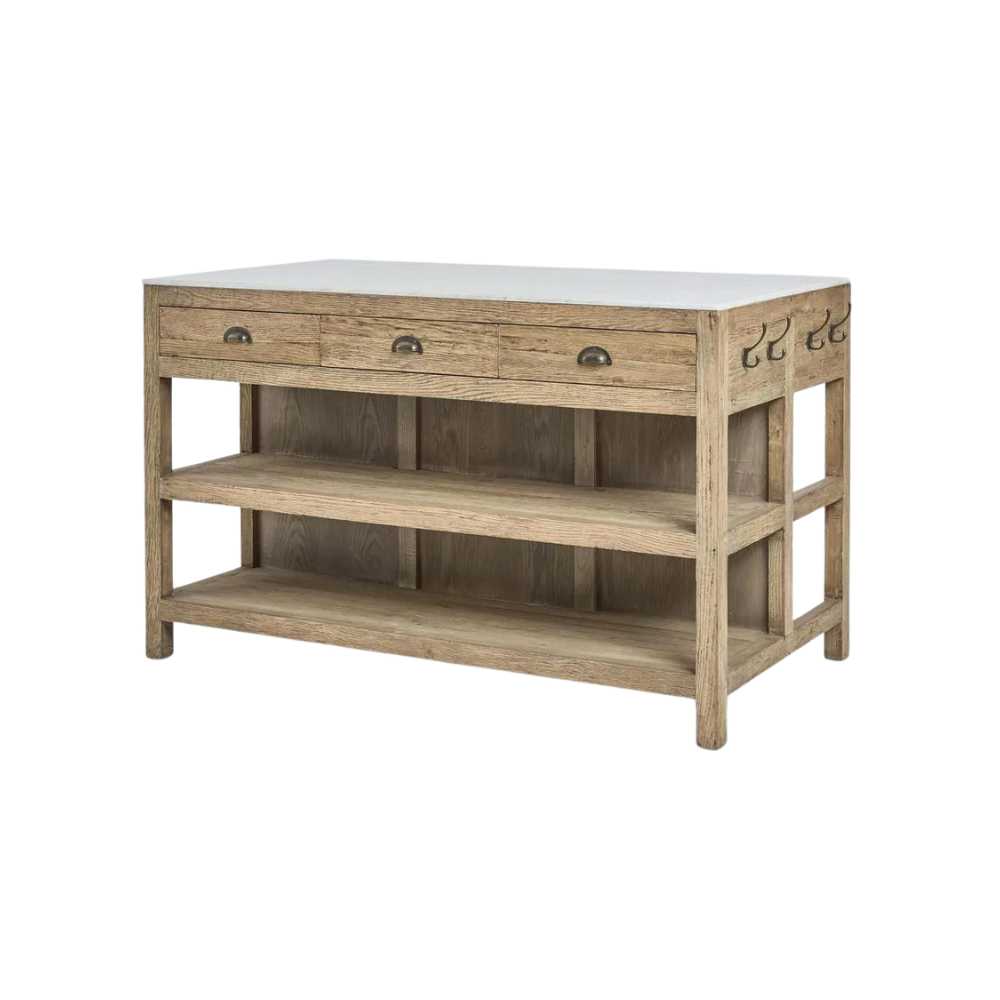 Denver Kitchen Island in Natural & White