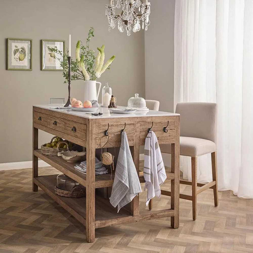 Denver Kitchen Island in Natural & White