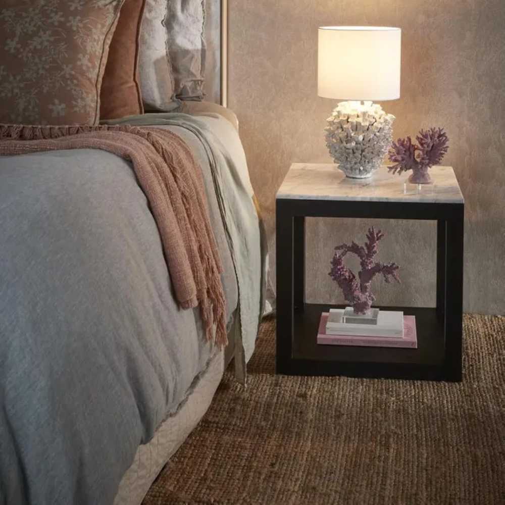 Denver Marble Side Table in Black