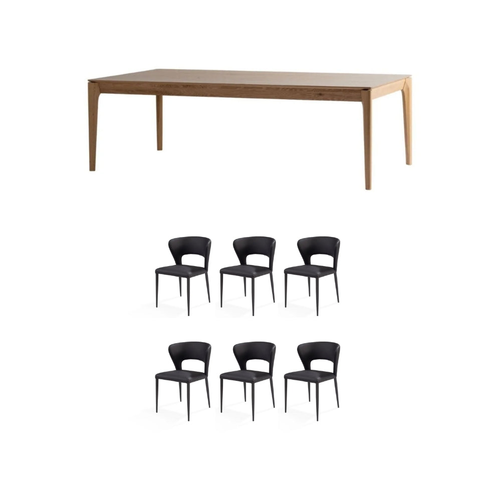 Hugo 7 Pce Dining Table + Remy Chairs Bundle