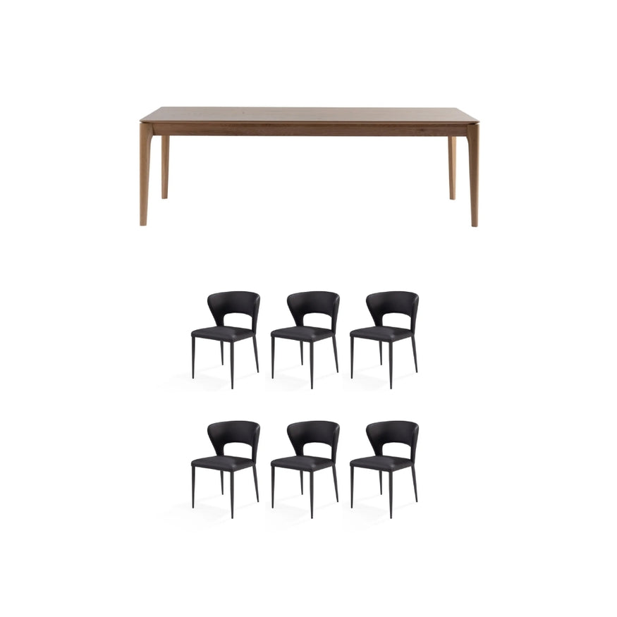 Hugo 7 Pce Dining Table + Remy Chairs Bundle
