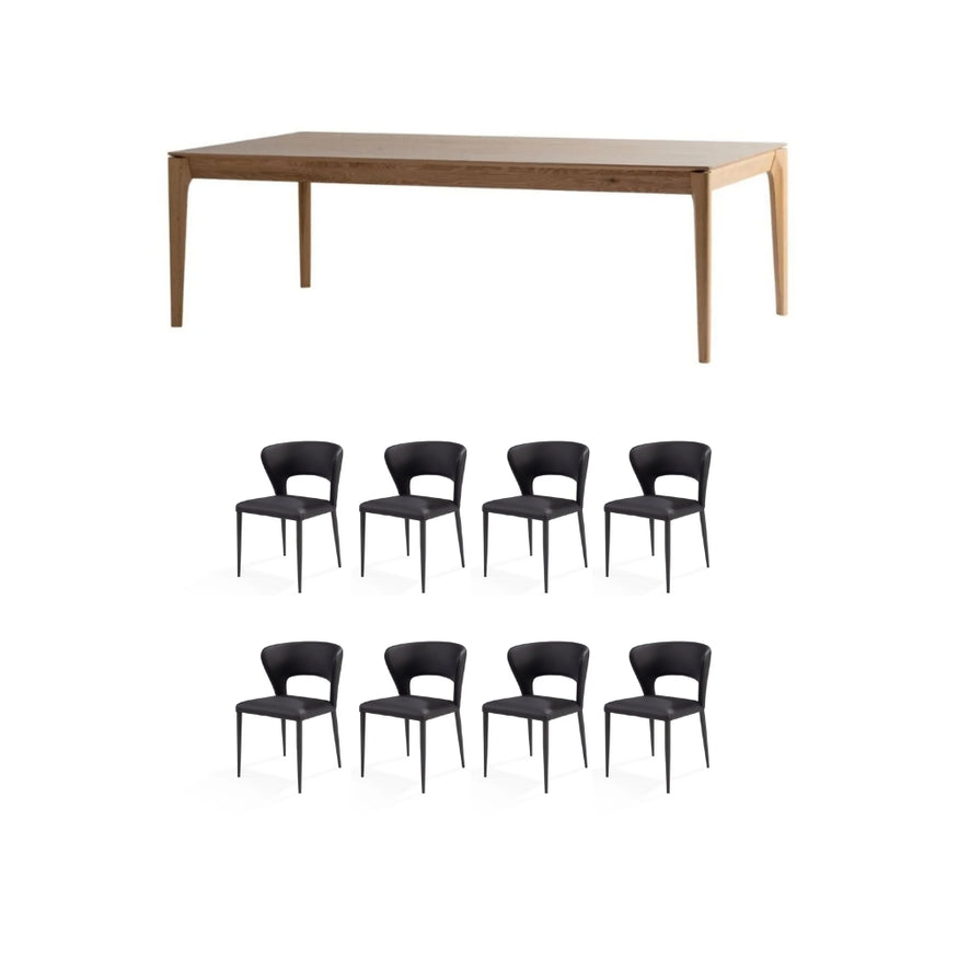 Hugo 9 Pce Dining Table + Remy Chairs Bundle