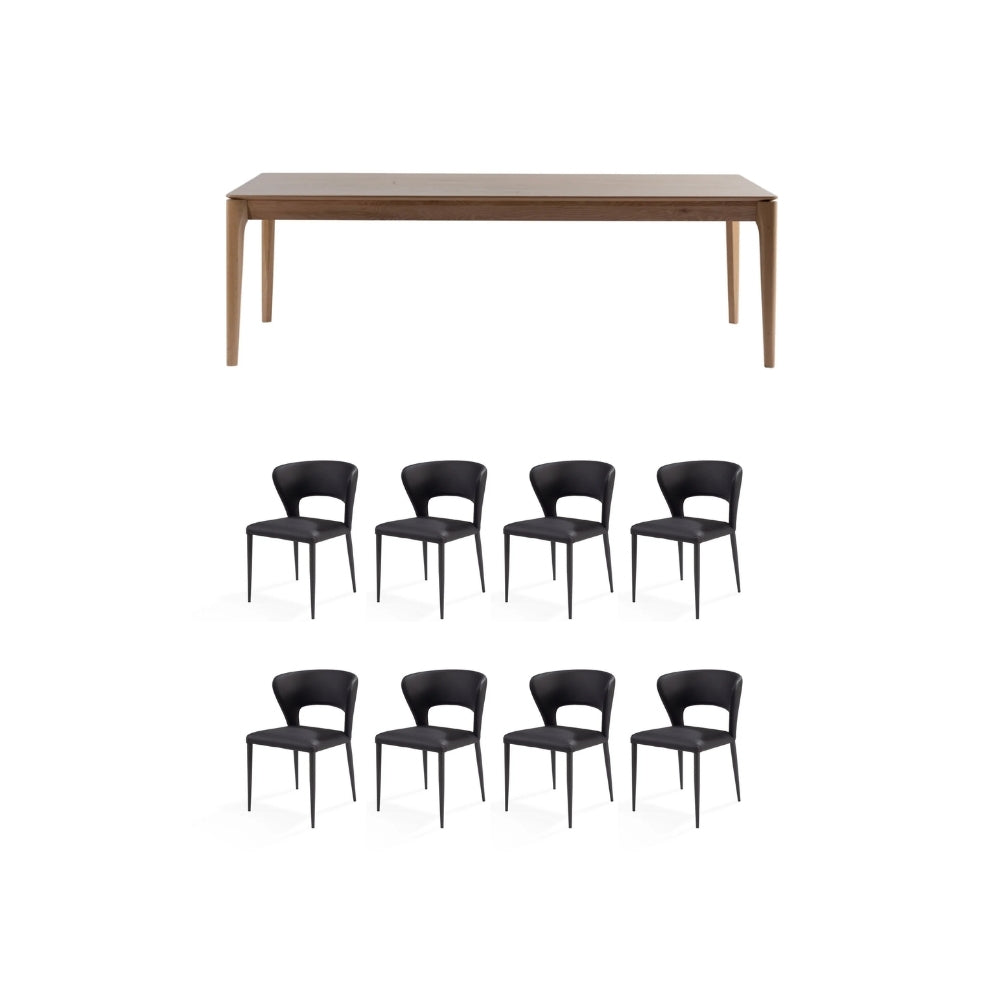 Hugo 9 Pce Dining Table + Remy Chairs Bundle
