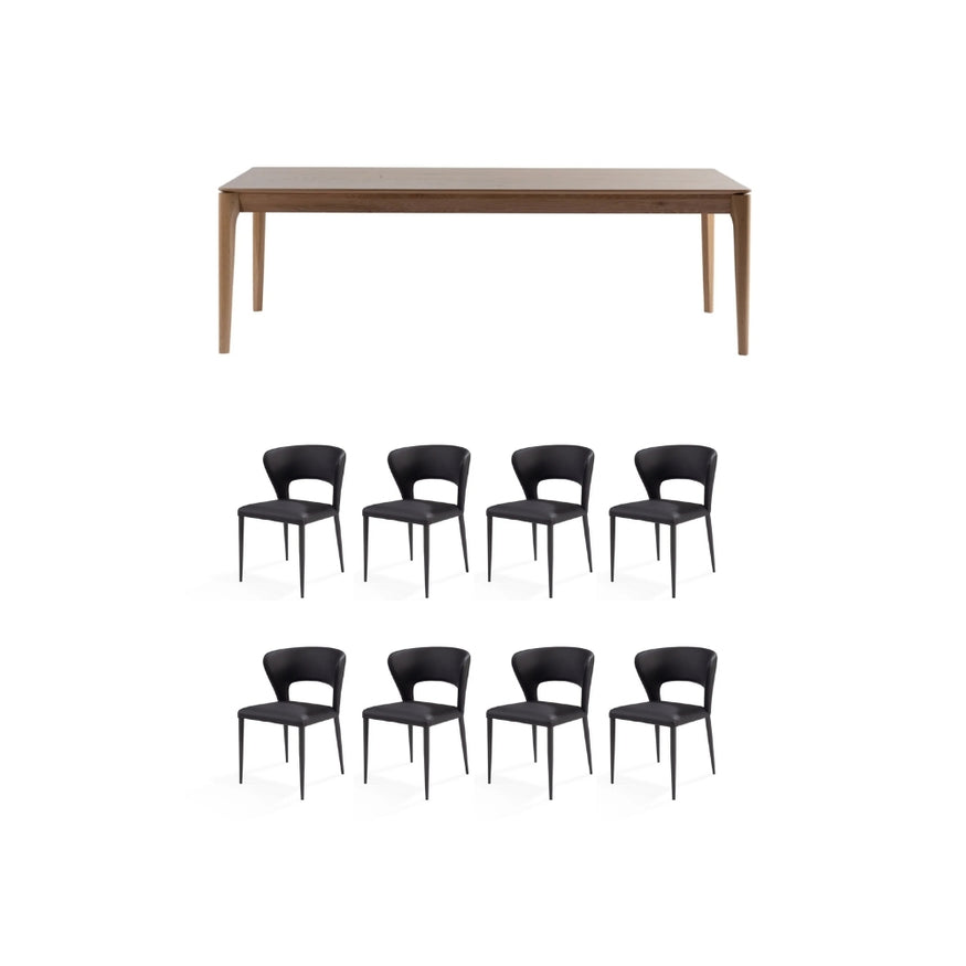 Hugo 9 Pce Dining Table + Remy Chairs Bundle