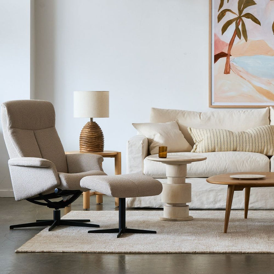 Lola Motion Chair & Footstool in Fabric