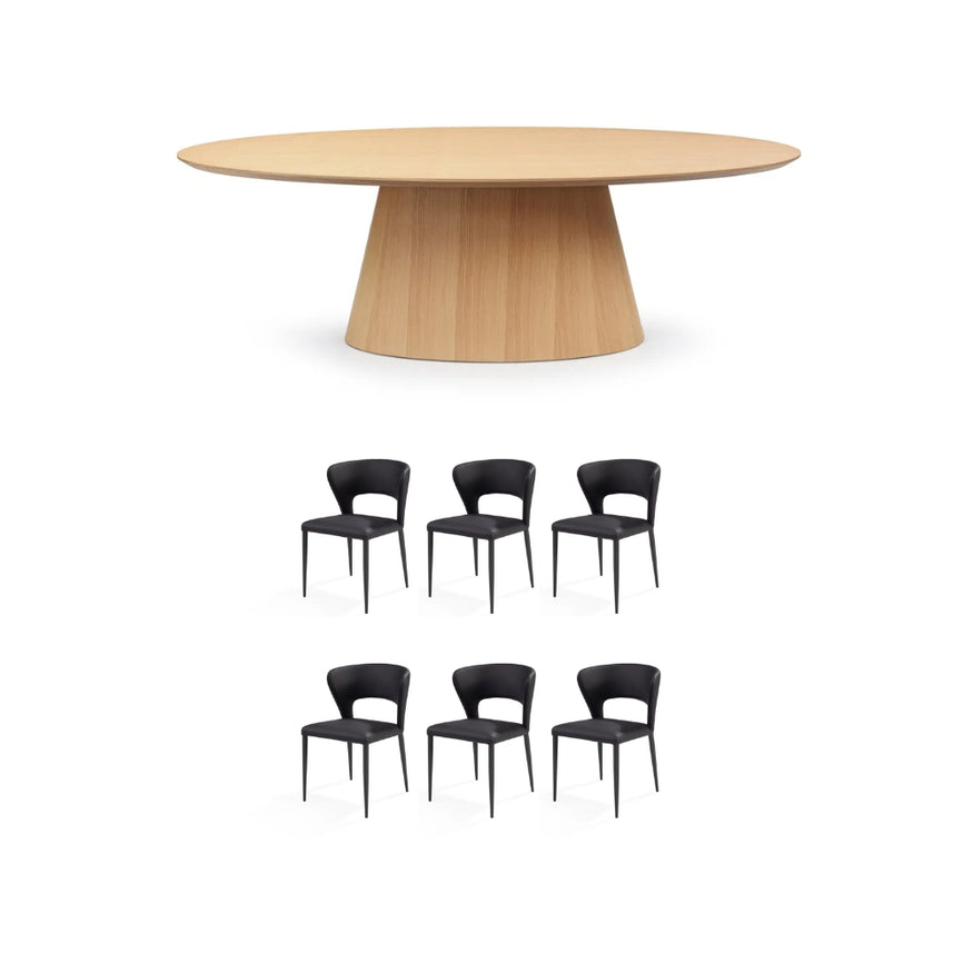Lucca 7 Pce Dining Table + Remy II Black Dining Chairs Bundle