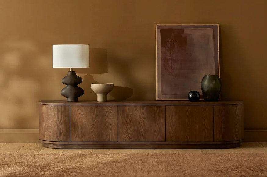 Oberon Crescent TV Unit in Natural Ash
