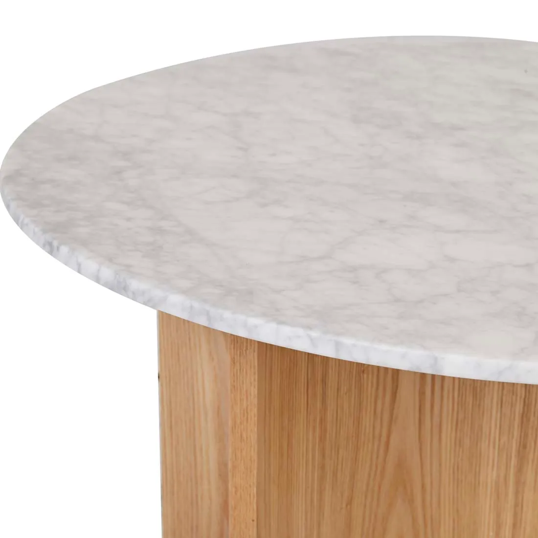 Oberon Eclipse Marble Coffee Table in White Marble/Natural Ash