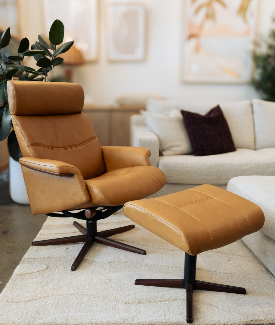 Pascal Motion Chair & Footstool in Leather